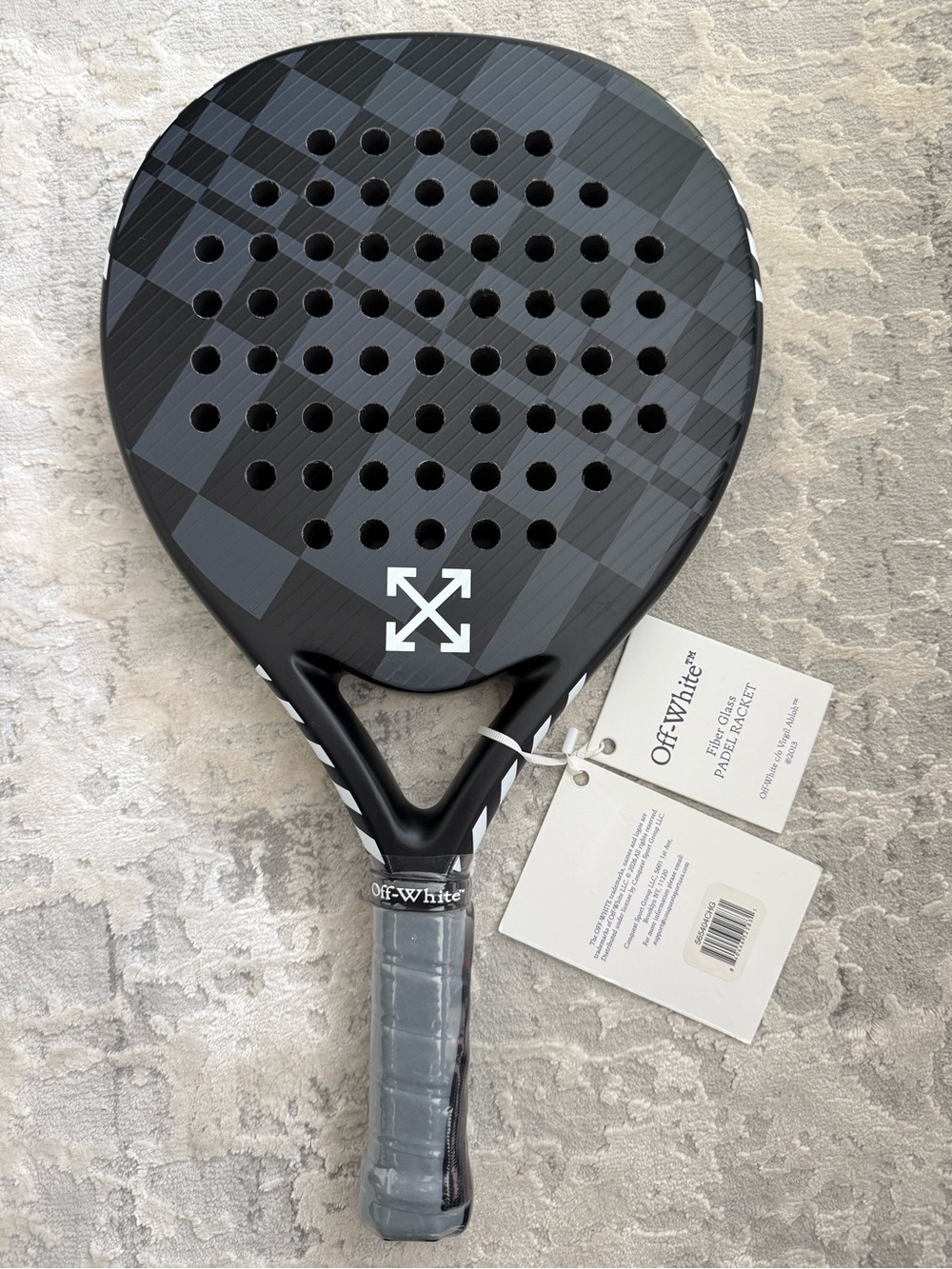 Off White Fiber Glass Padel Racket